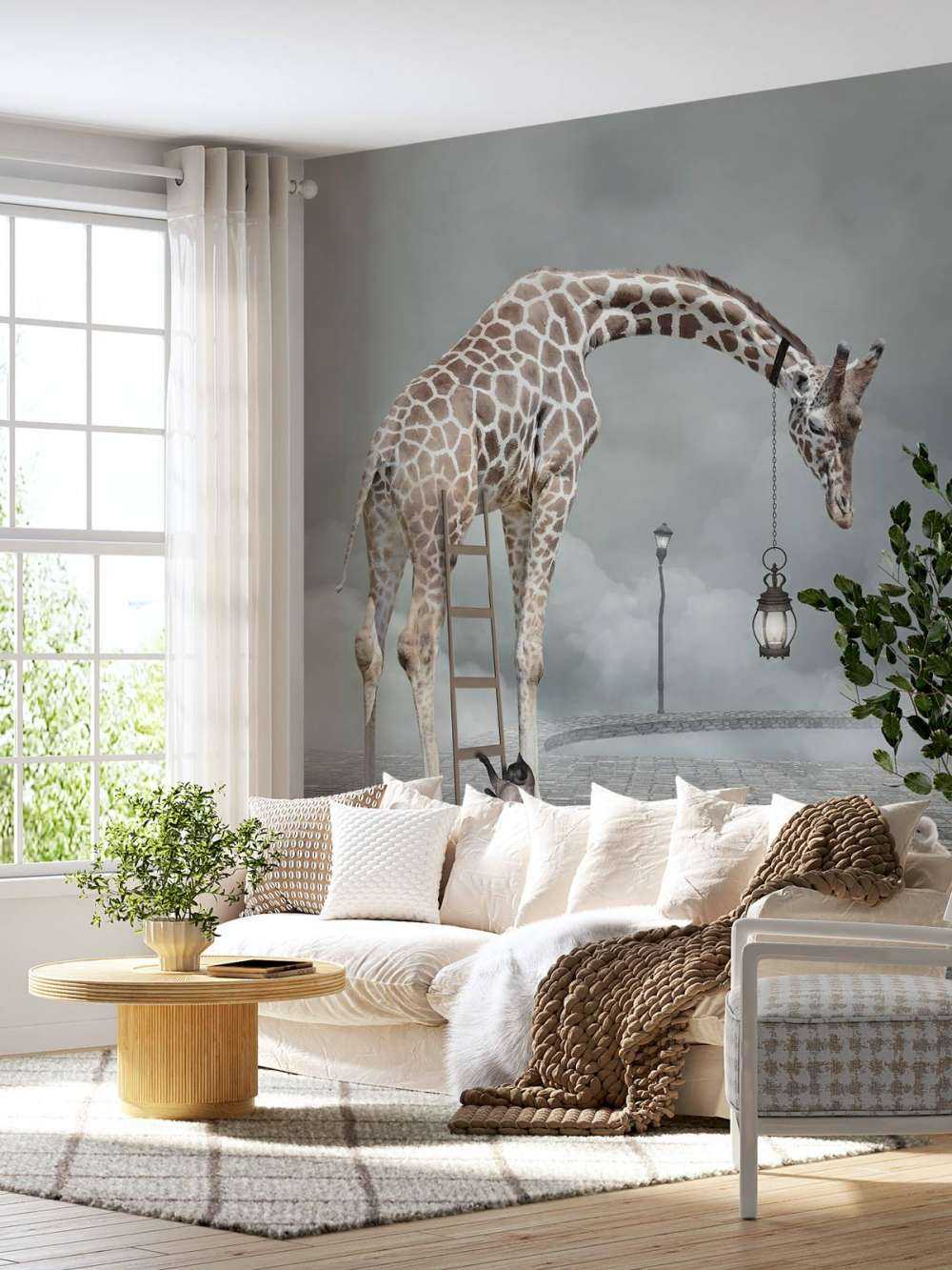 Paesaggio fantastico con animali