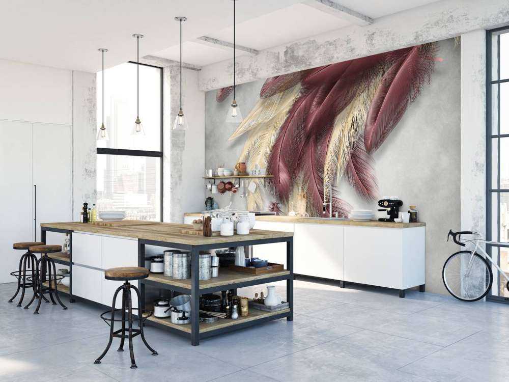 Plumas sobre hormigón