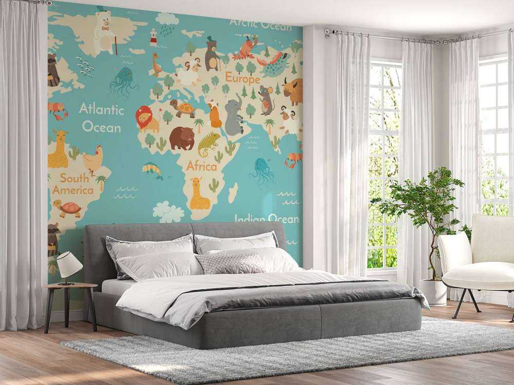 Mappa del mondo con gli animali