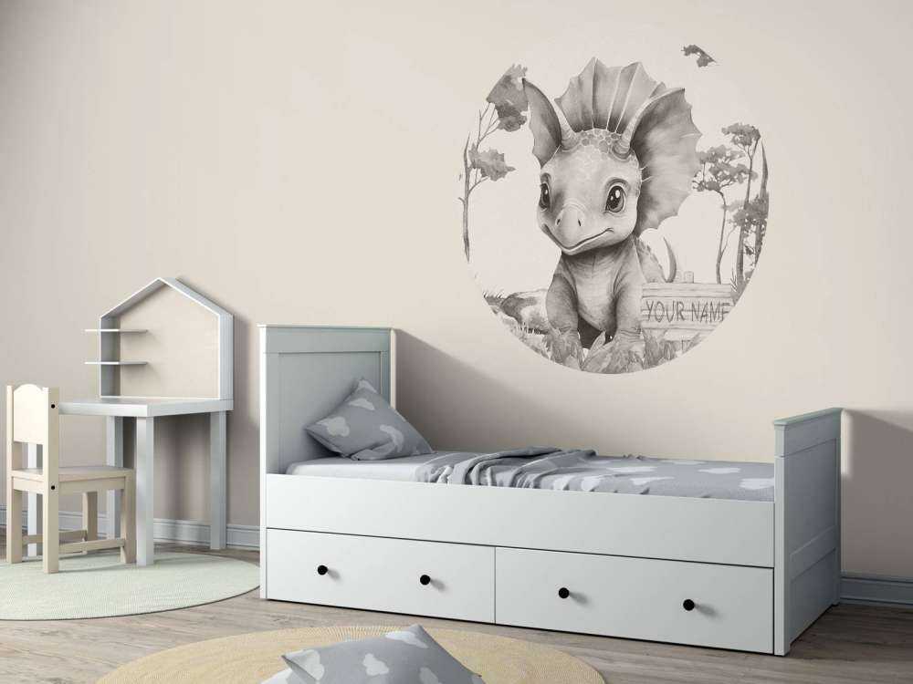 Baby triceratops nella giungla beige