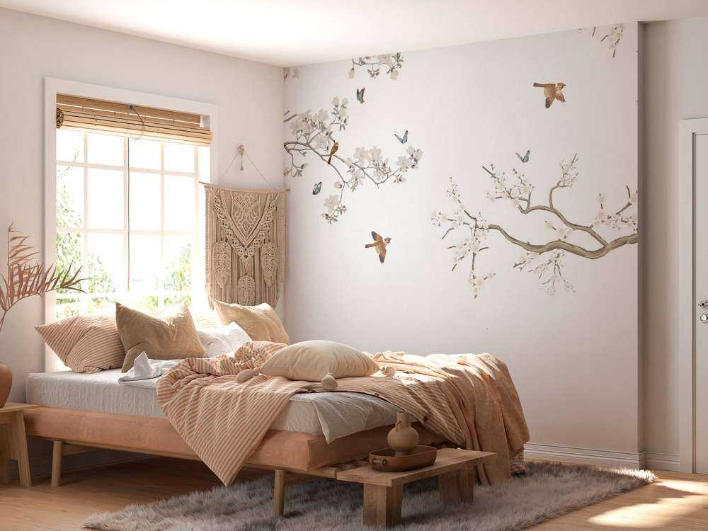 Rami di fiori e uccelli