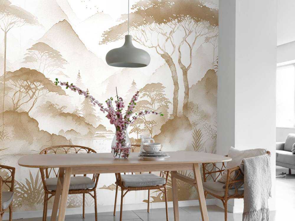 Lago di Montagna in Inchiostro Nebbioso, taupe