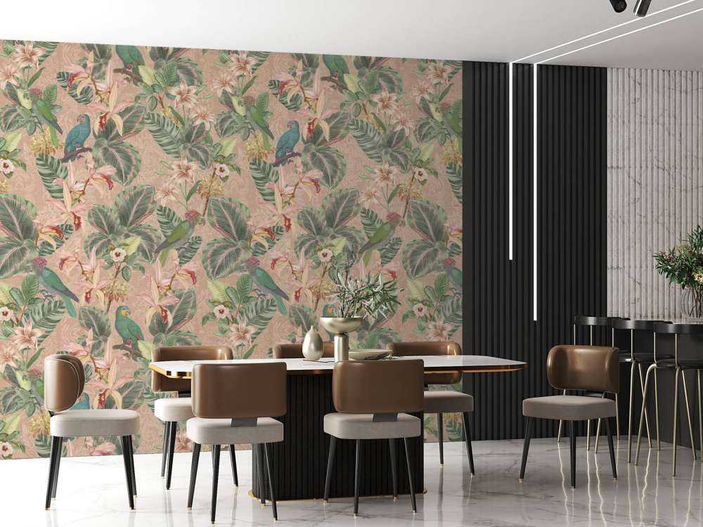 Uccelli e pappagalli della giungla tropicale - terracotta