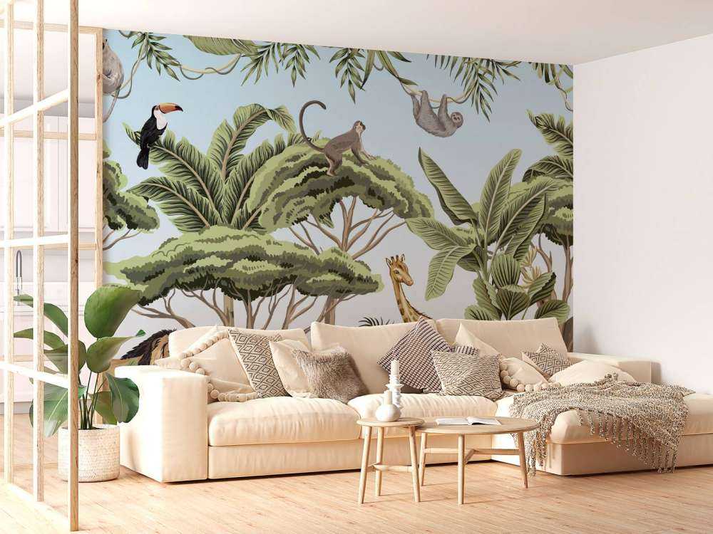 Motivo con animali della giungla