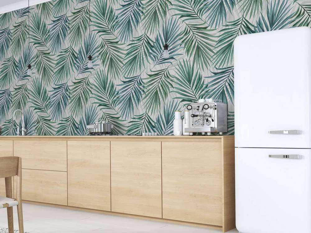 Foglie di palma blu e verde