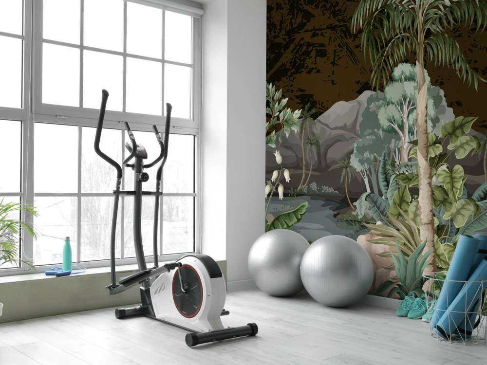 Paesaggio della giungla con fiume