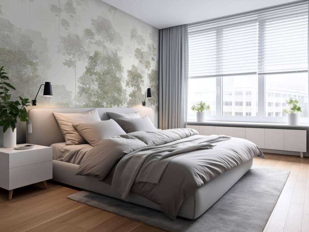 Foresta dipinta nella nebbia