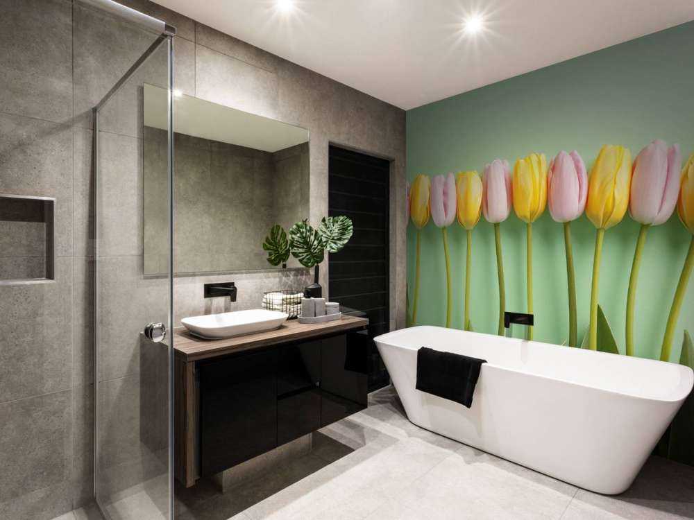 Tulipani su sfondo verde menta