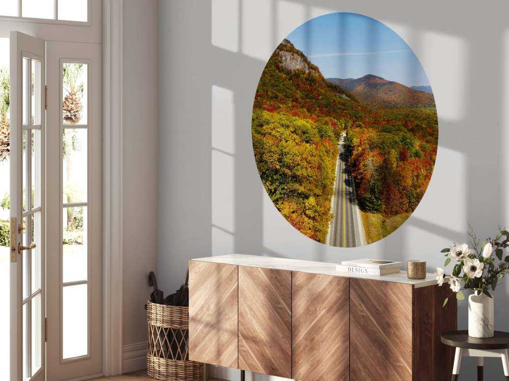 Strada attraverso il paesaggio autunnale