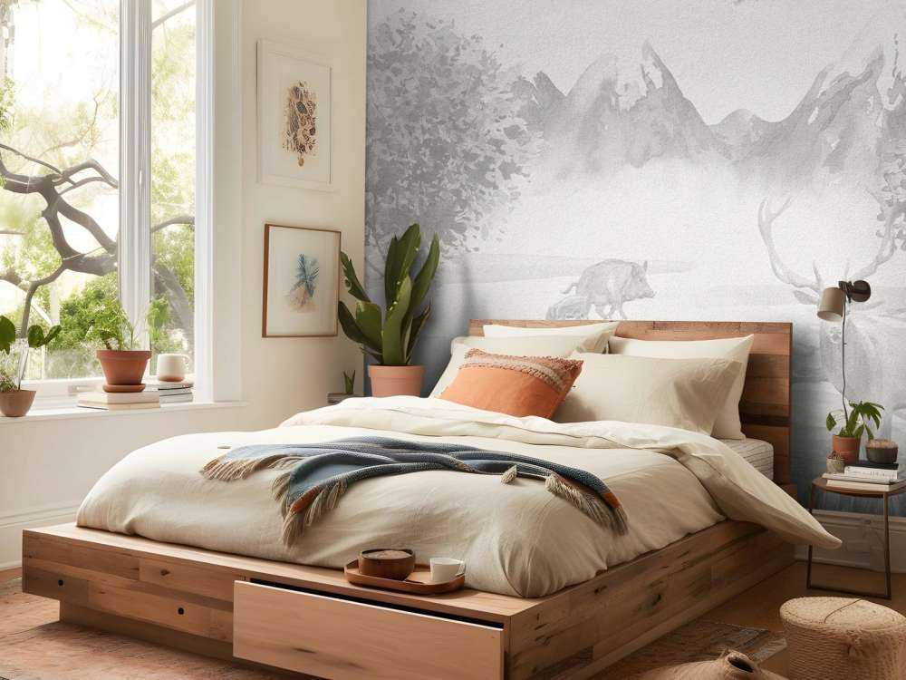 Animali della foresta in tonalità di grigio