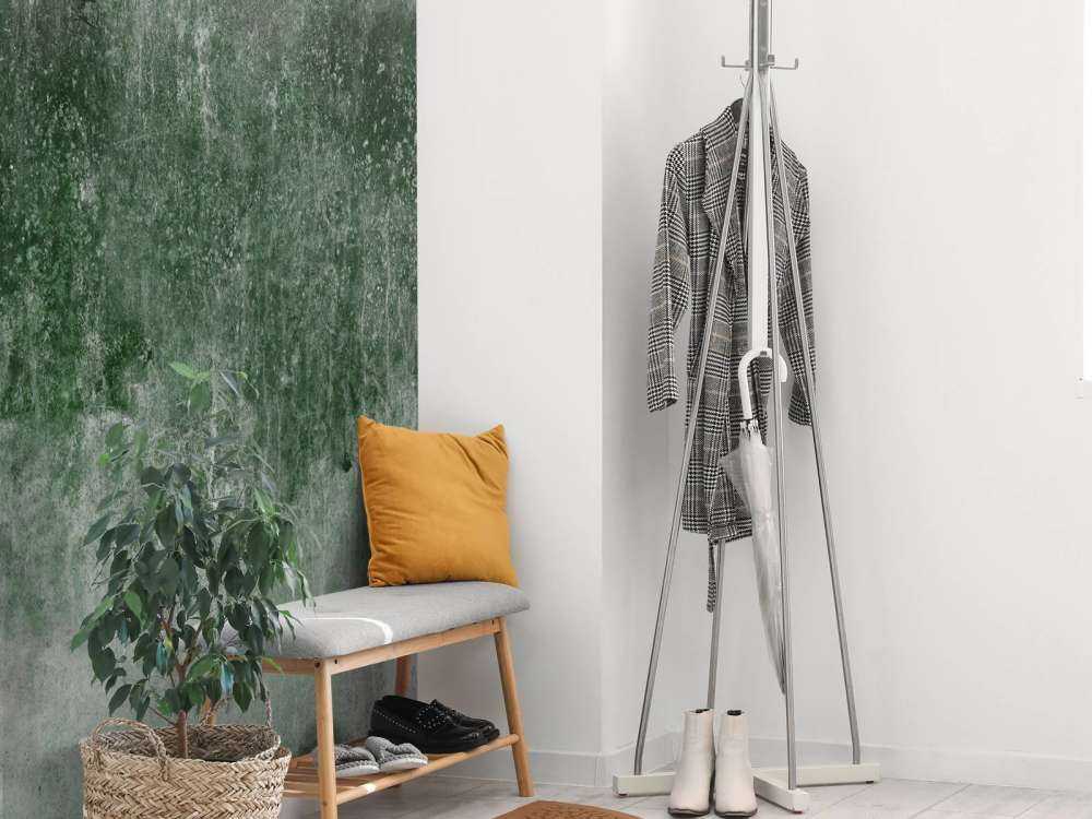 Vecchia parete verde alle intemperie