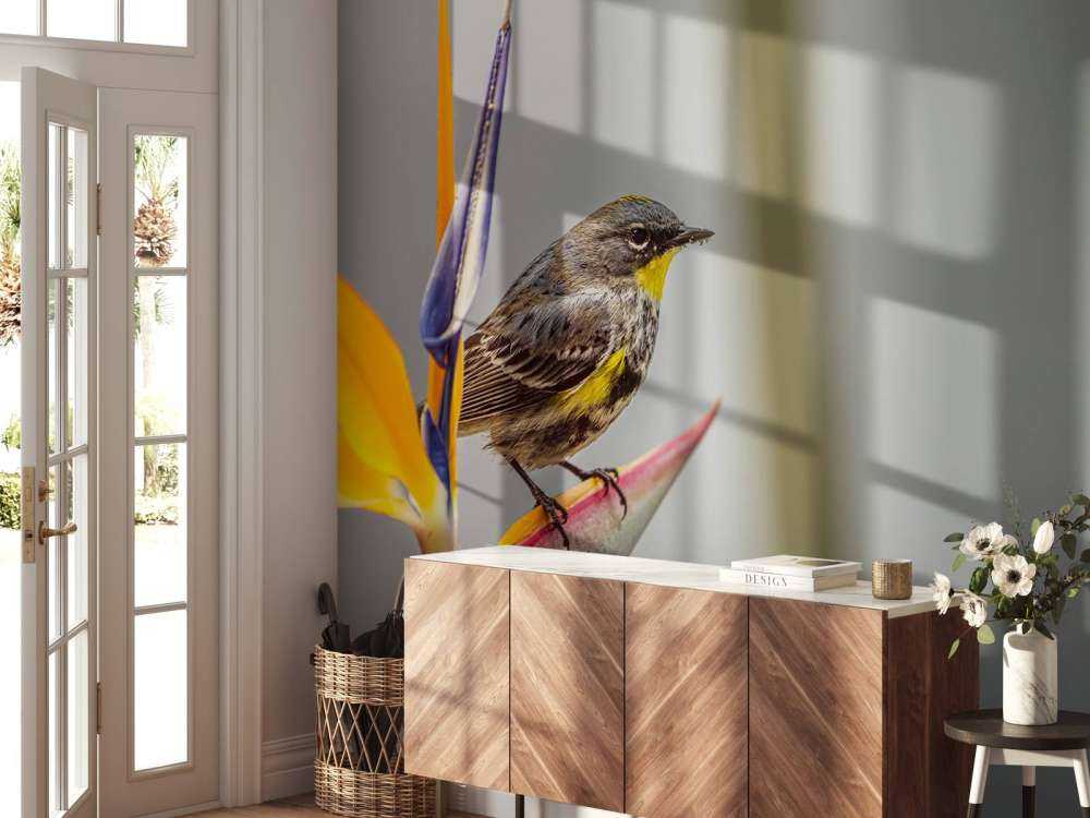 Fiore del paradiso con uccello