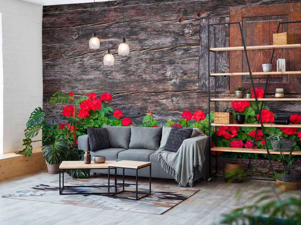 Legno vecchio con fiori