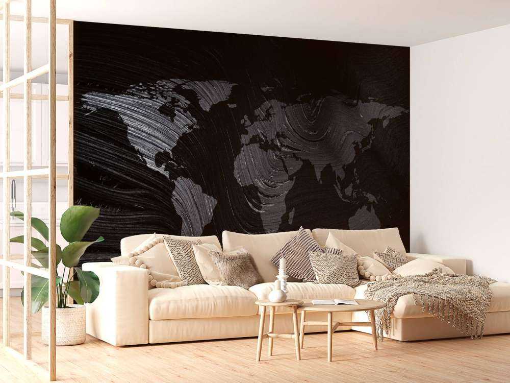 Mappa del mondo su una foglia di palma