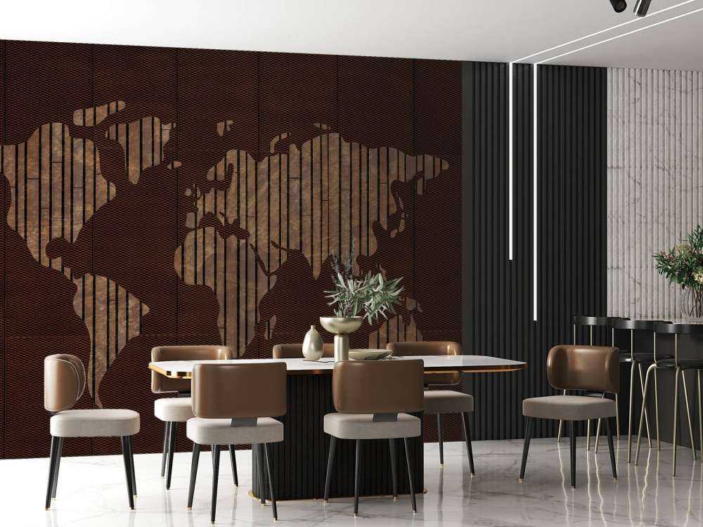 Mappa del mondo con texture in legno