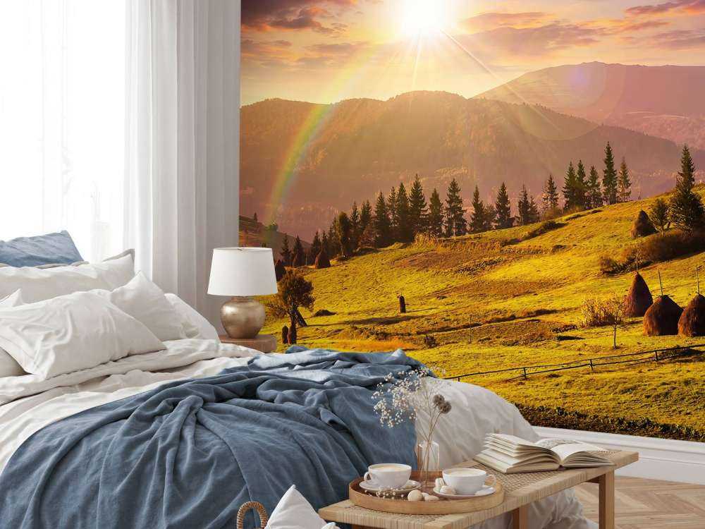 Covoni nel paesaggio di montagna