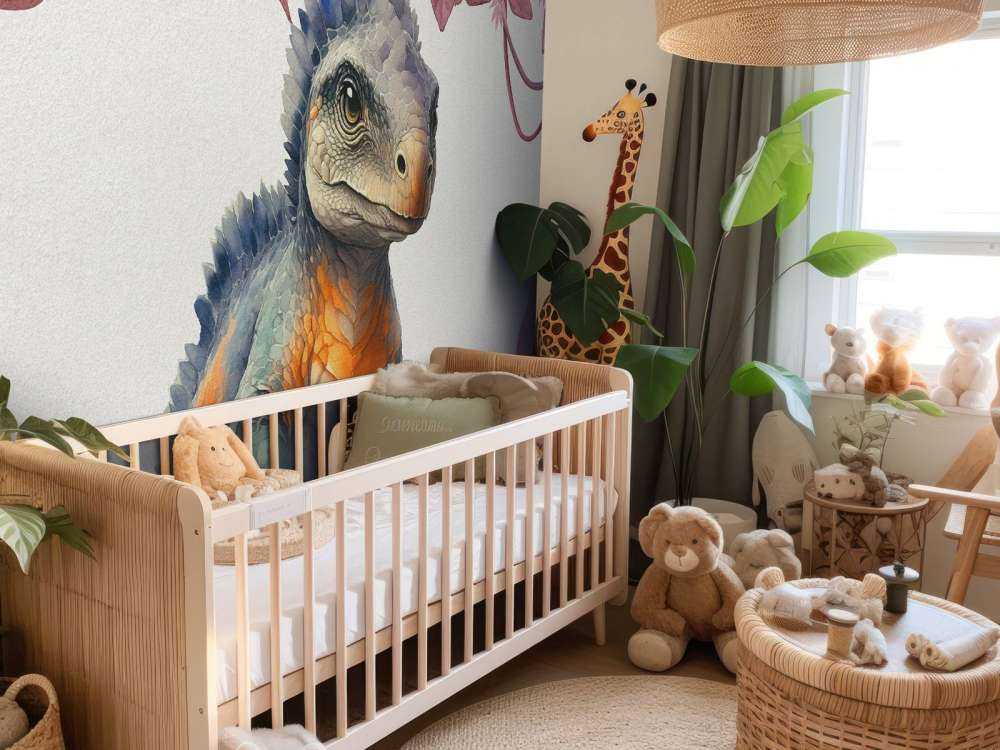 Baby ankylosaurus nella giungla rosa