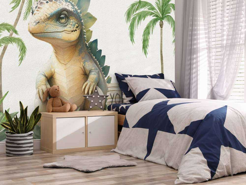 Baby stegosaurus nella giungla