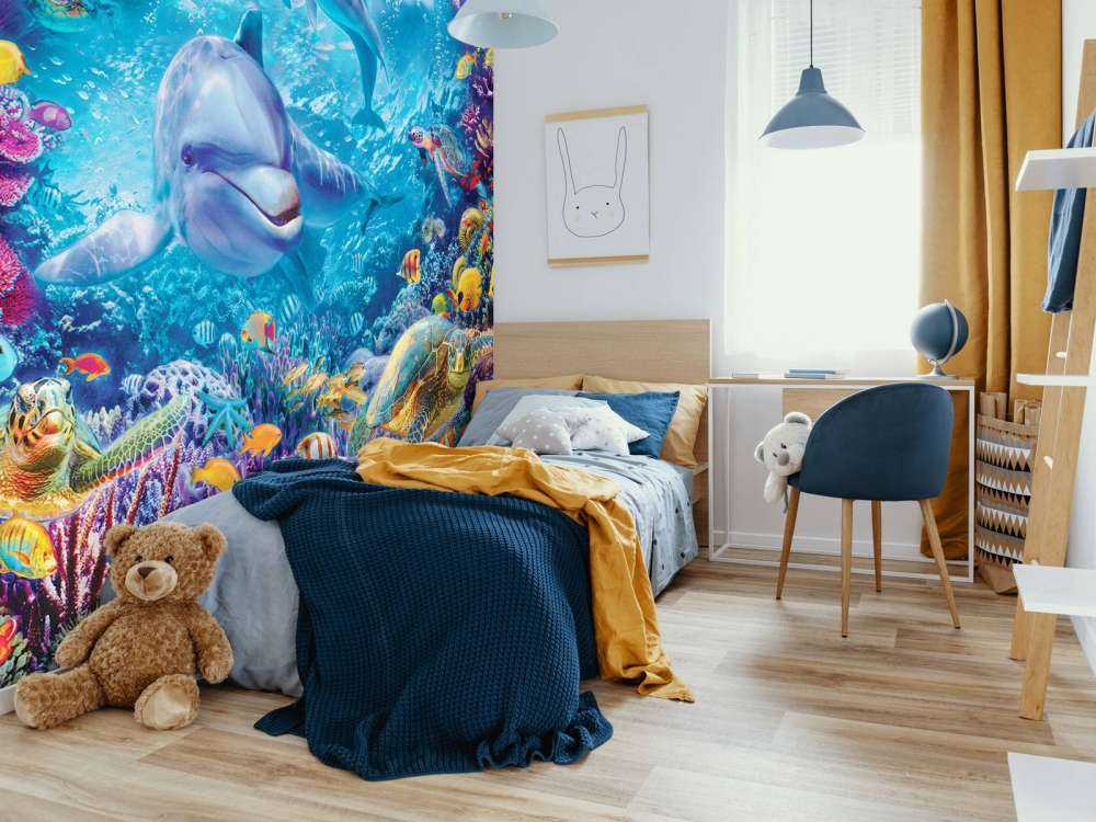 Underwater Dolphin and Turtle