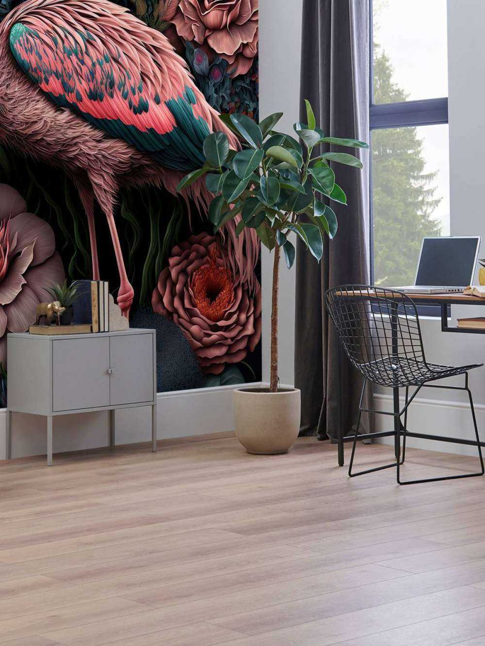 Notte di Splendore Floreale dei Fenicotteri