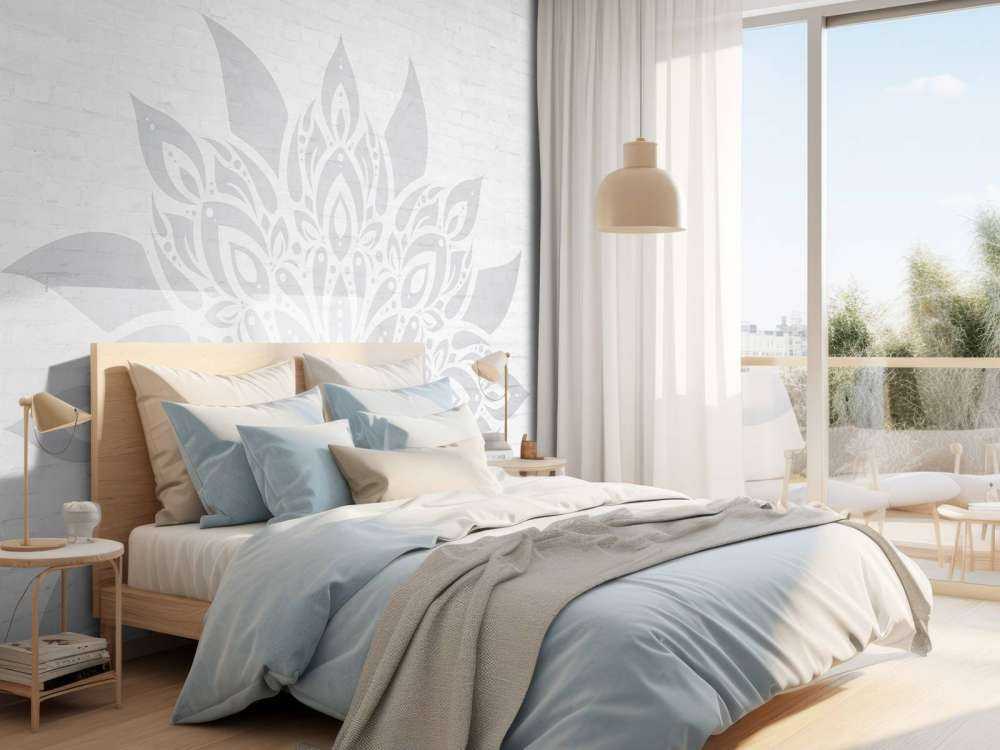 Mandala grigio chiaro su mattone