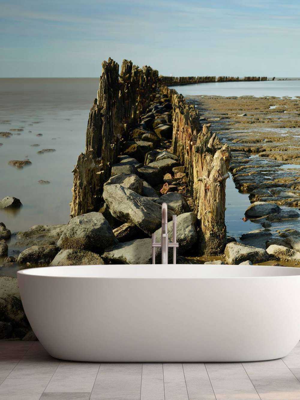 Frangiflutti di legno e pietra