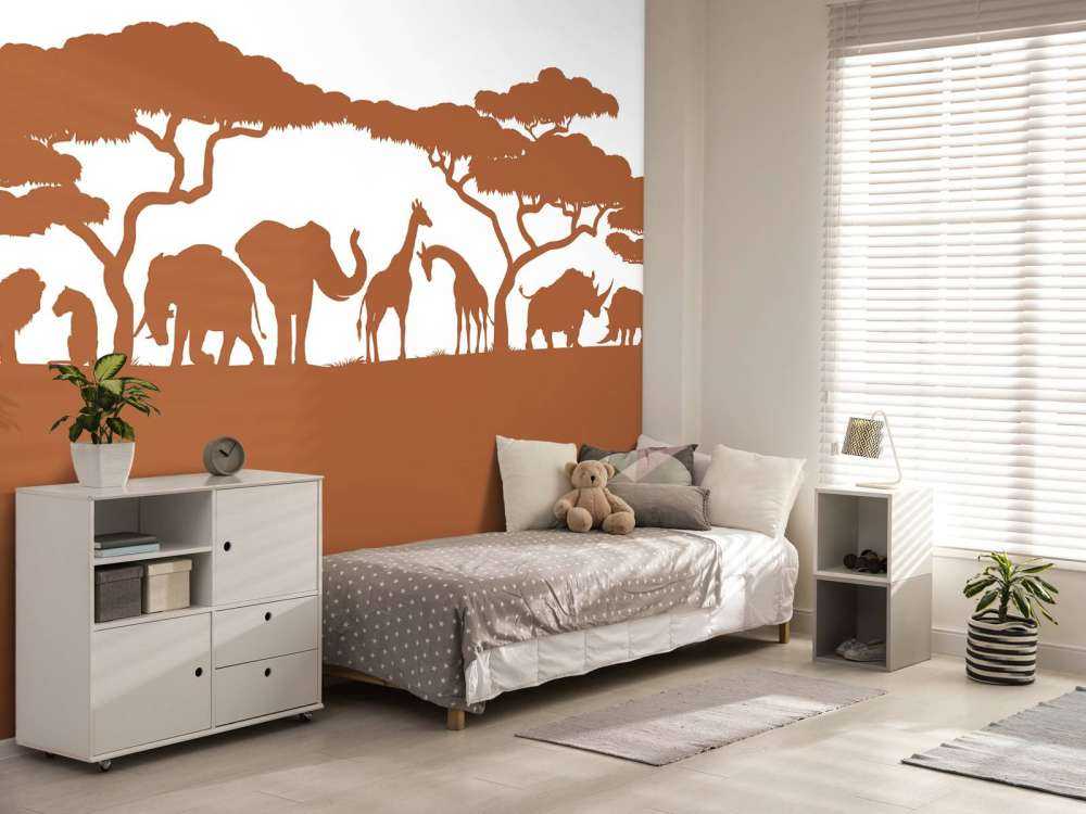 Silhouette animali da safari, colore ruggine