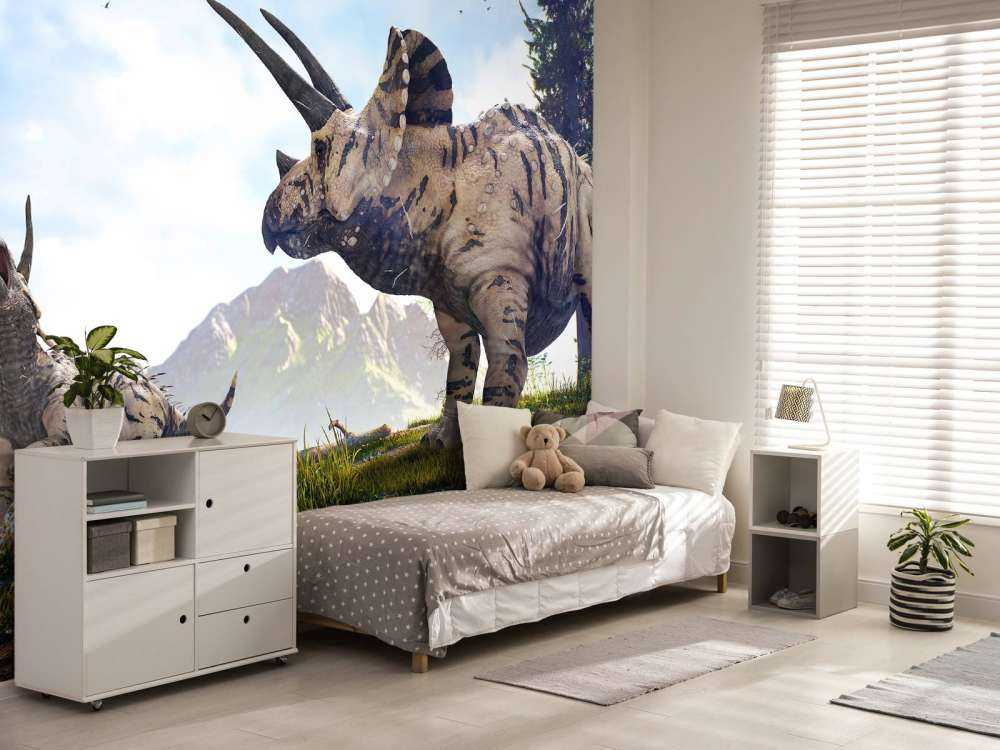 Dinosauri che camminano nella campagna