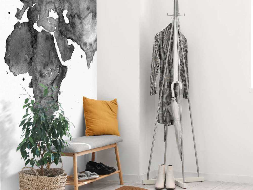 Nero mondo mappa del mondo di acquerello