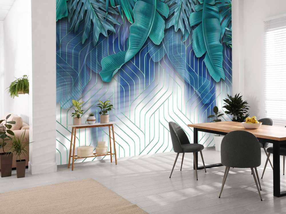 Hojas verdes y líneas verdes gráficas