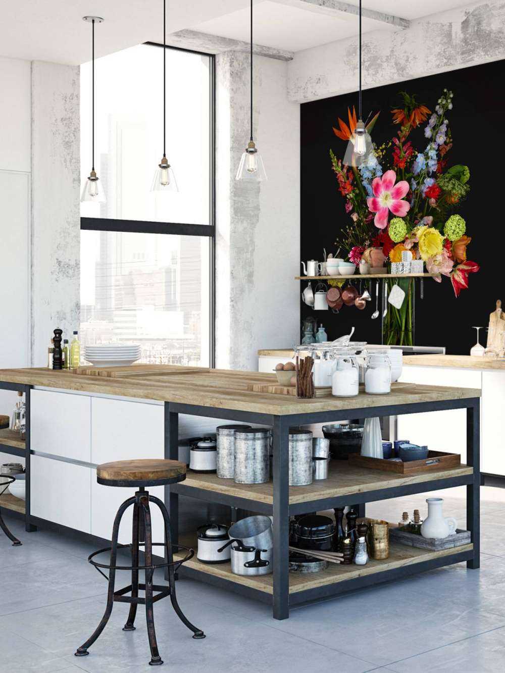 Bouquet di fiori in vaso di vetro