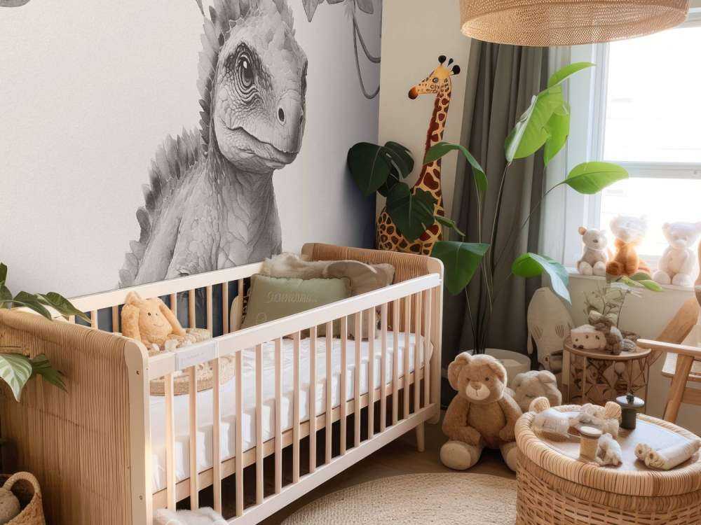 Baby ankylosaurus nella giungla beige