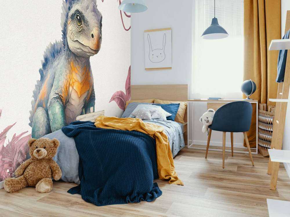 Baby ankylosaurus nella giungla rosa