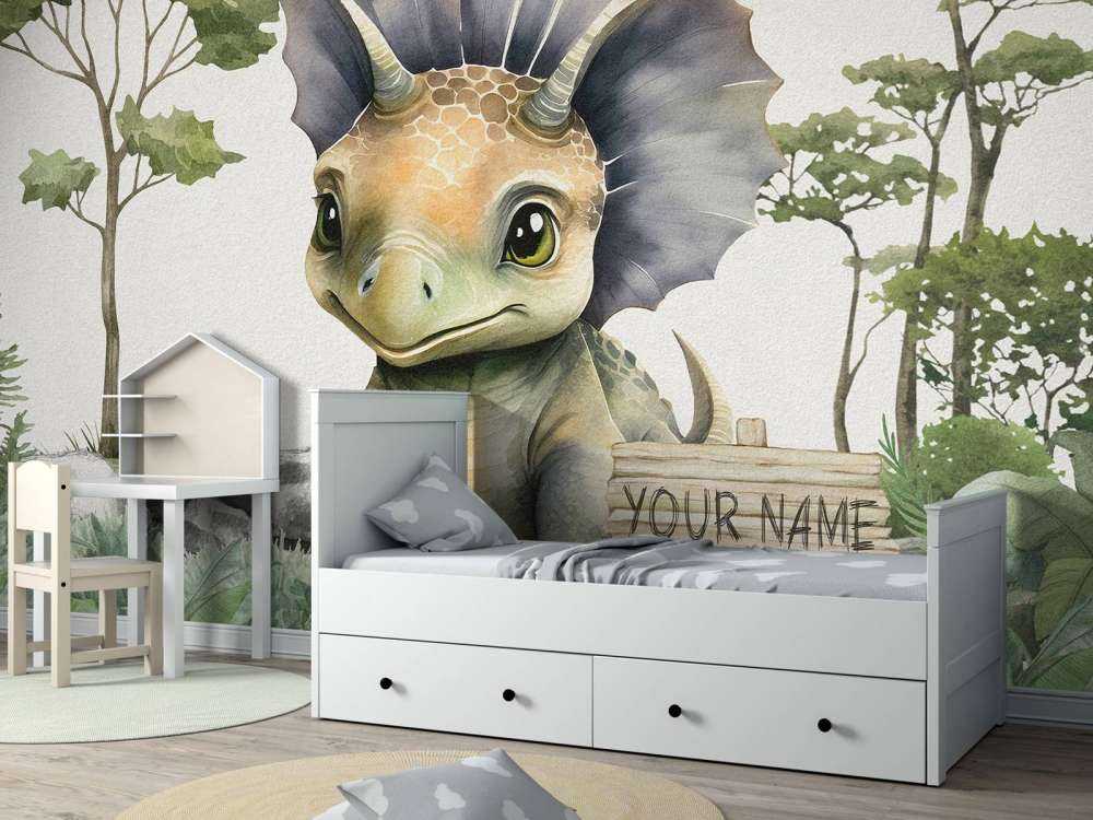 Baby triceratops nella giungla