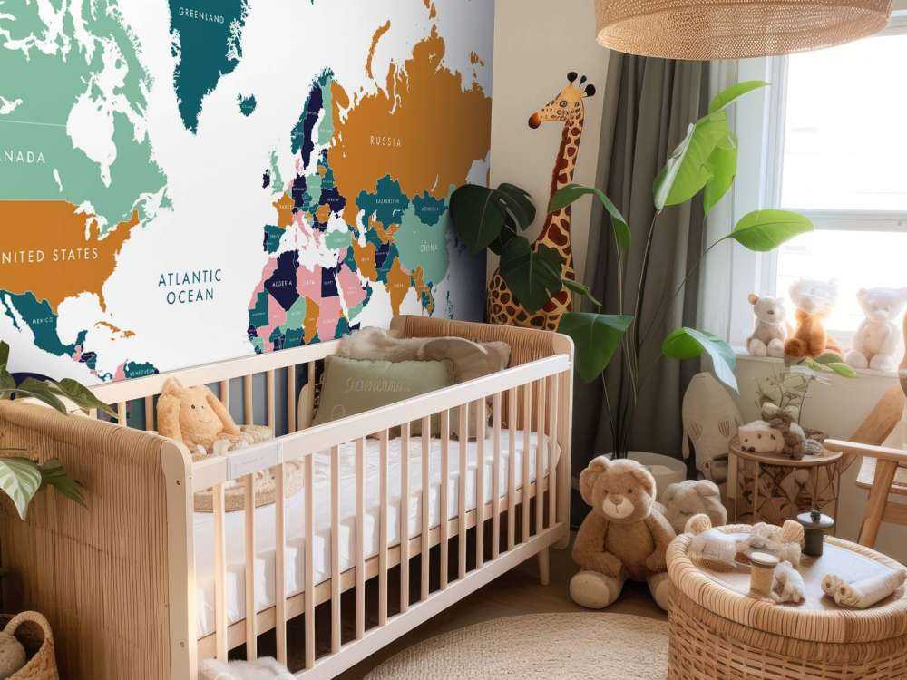 Mappa del mondo con animali dell'oceano