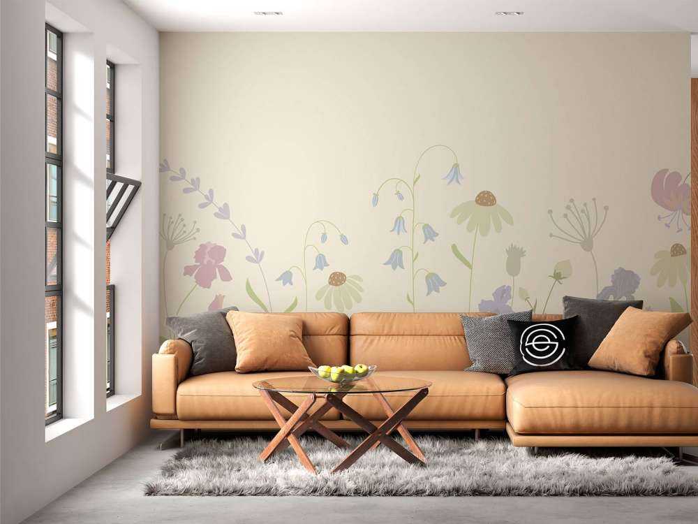 Campo di fiori alto sabbia, rosa antico, verde e lilla