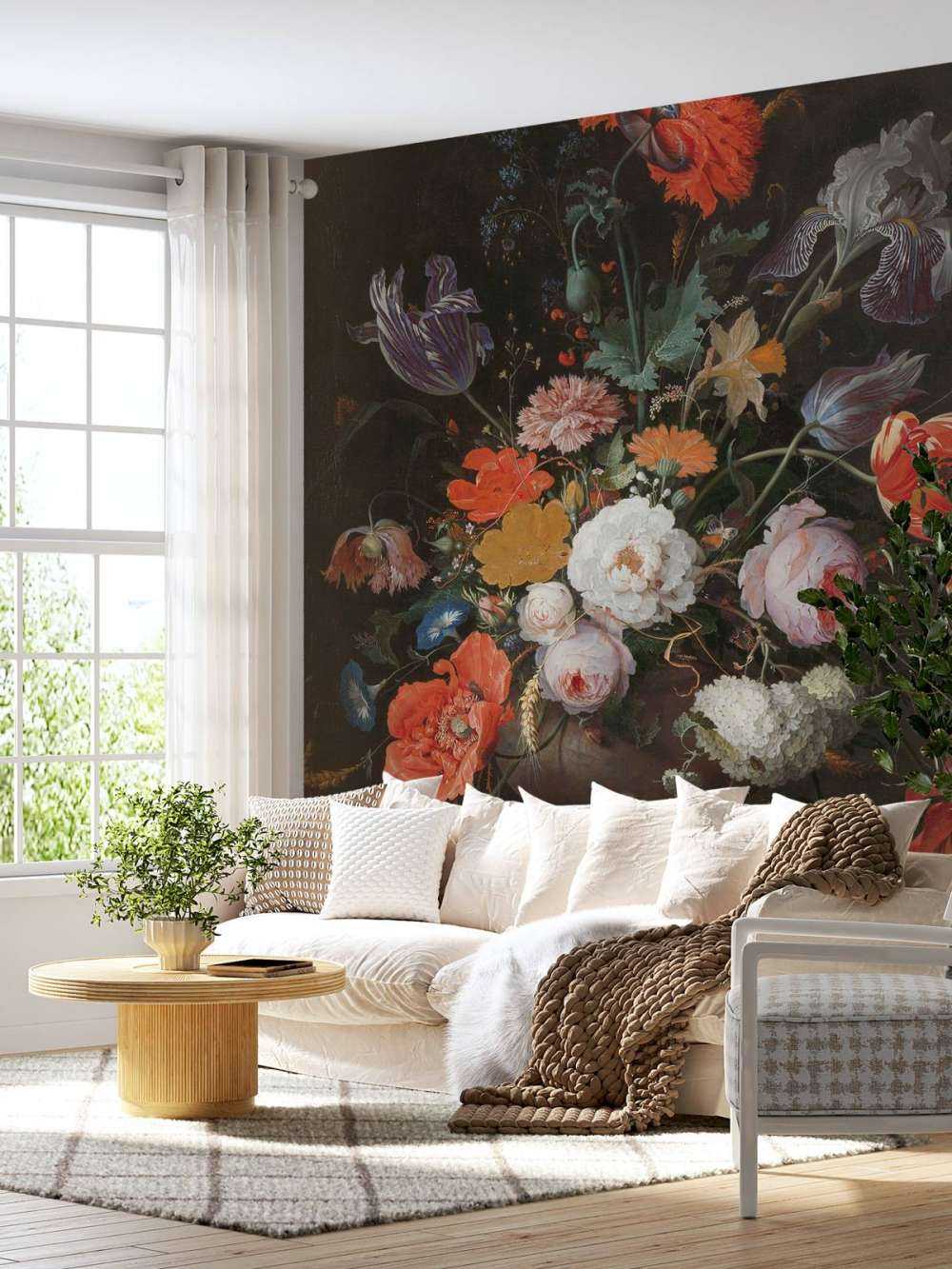 Natura morta con fiori e orologio