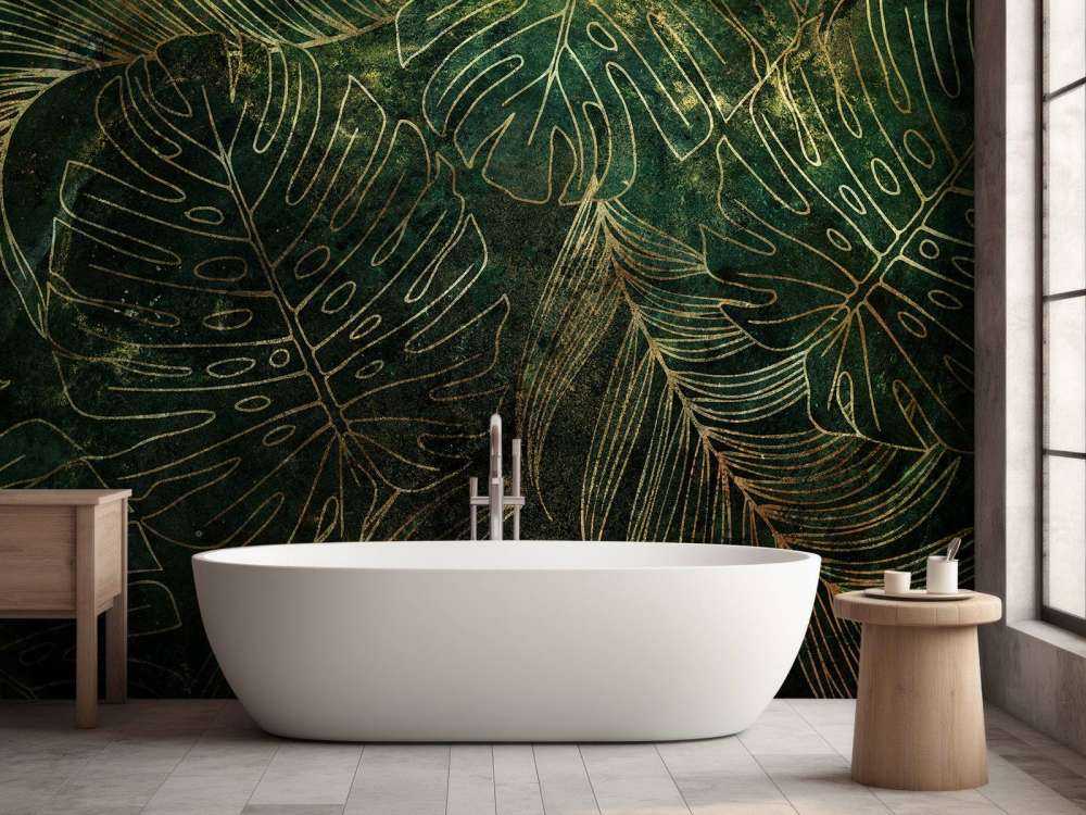 Struttura verde con foglie dorate