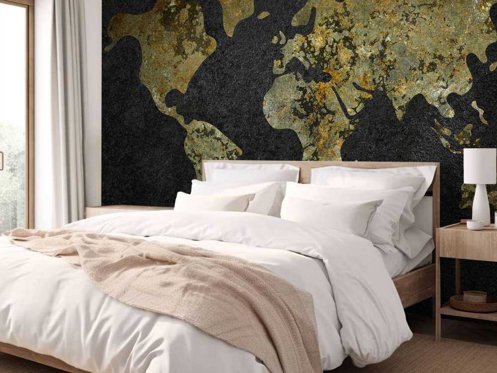 Mappa del mondo con texture verde oro