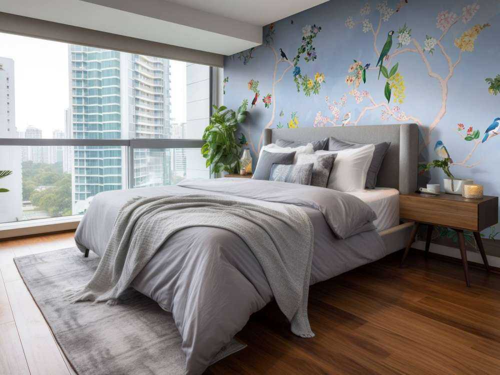 Uccelli nel Giardino Panorama Blu