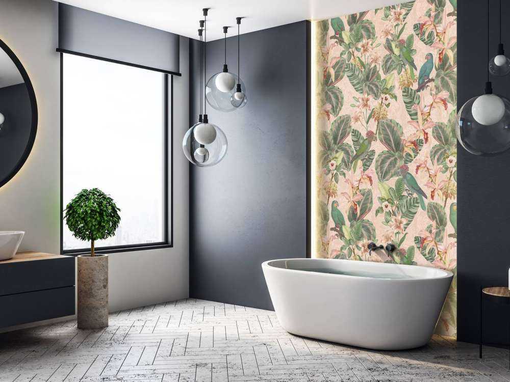 Uccelli e pappagalli della giungla tropicale - rosa tenue