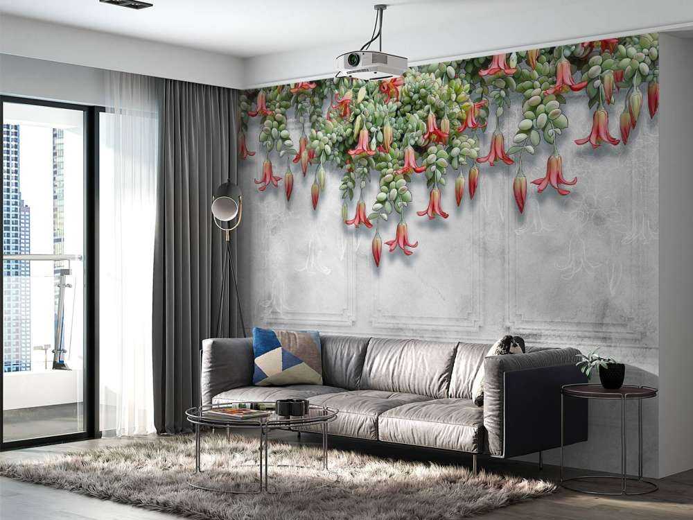 Flores exóticas sobre hormigón