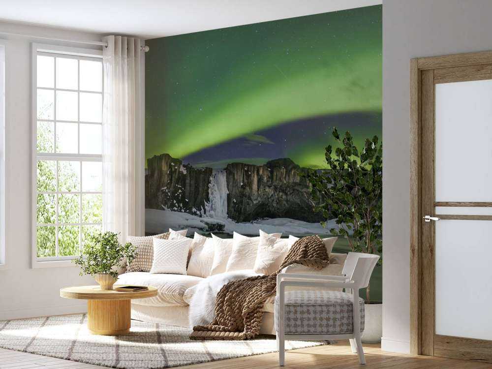 Foto panoramica dell'aurora boreale