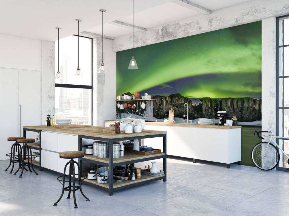 Foto panoramica dell'aurora boreale