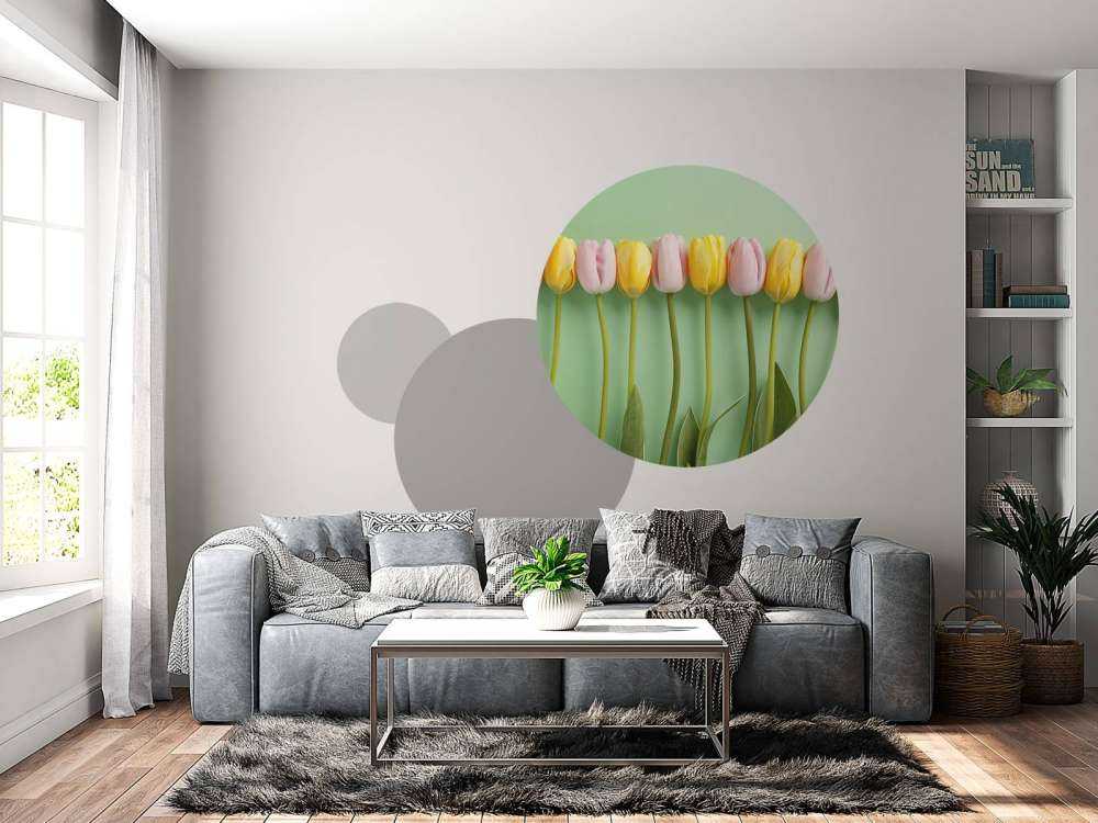 Tulipani su sfondo verde menta