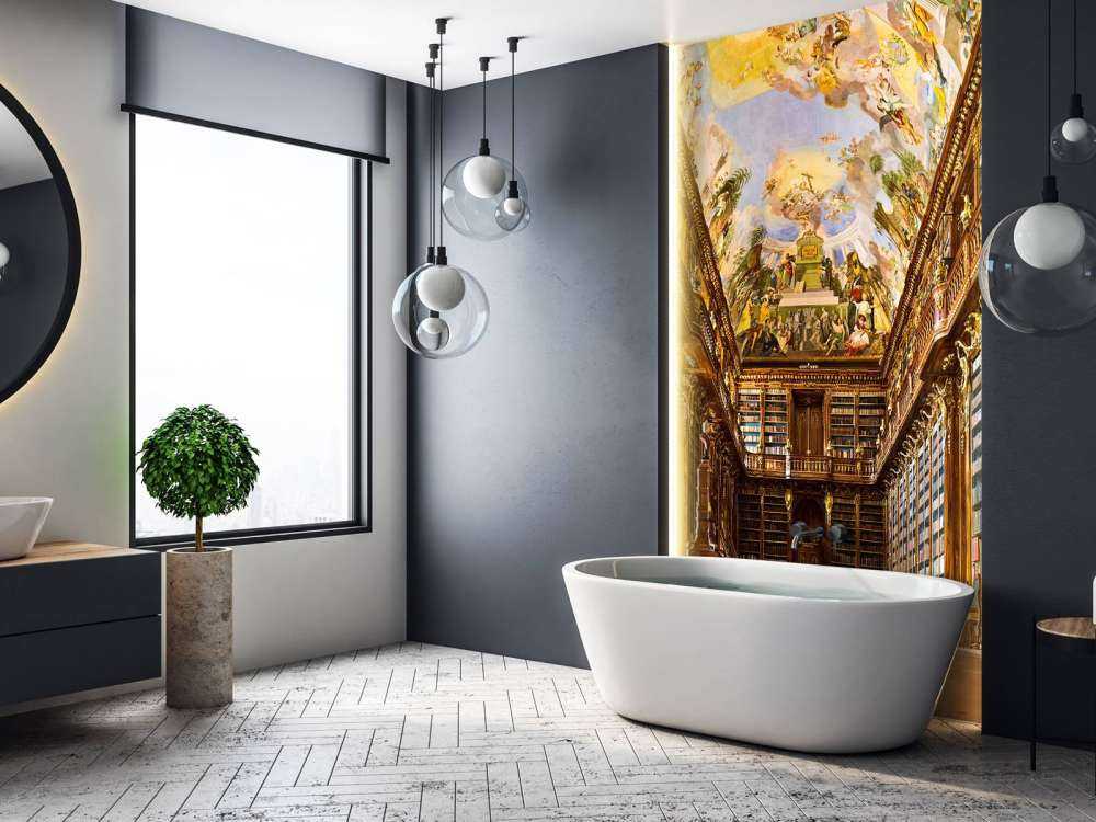 Biblioteca storica in legno caldo