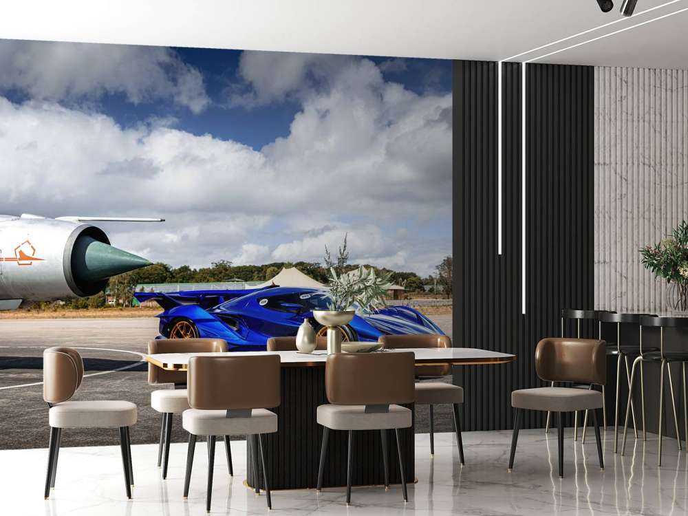 Supercar futuristica in aeroporto