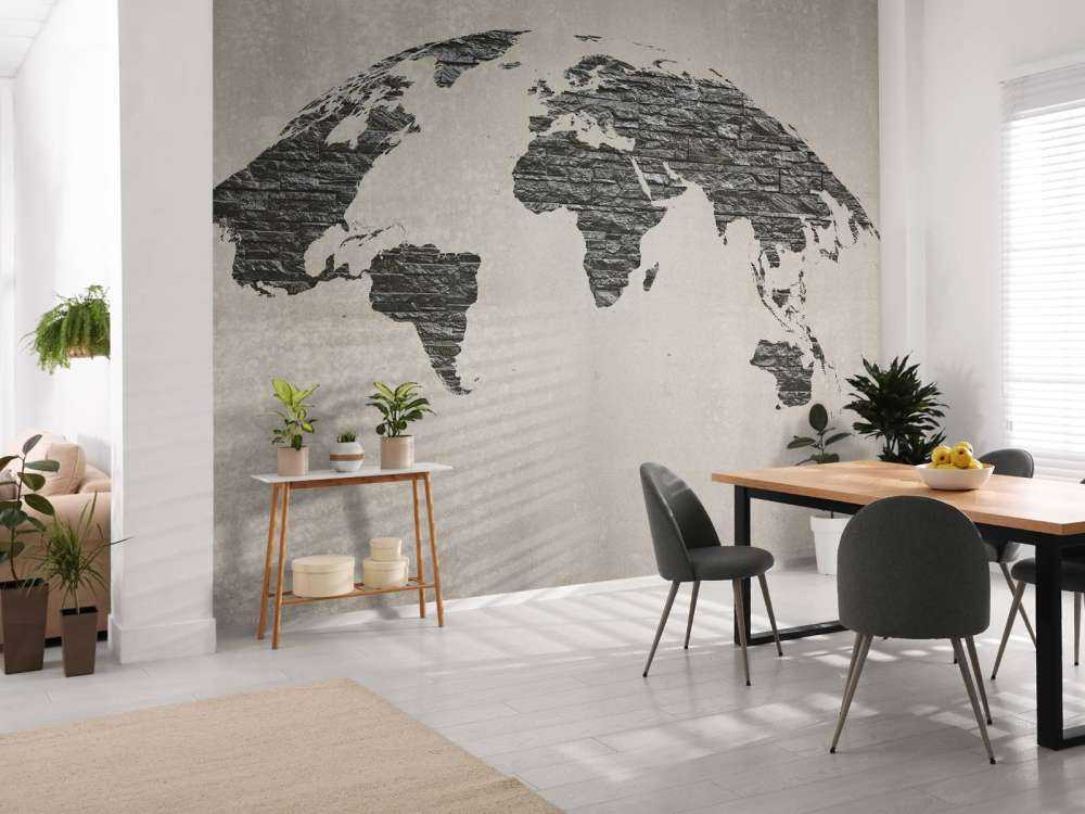 Mappa del mondo pietre scure