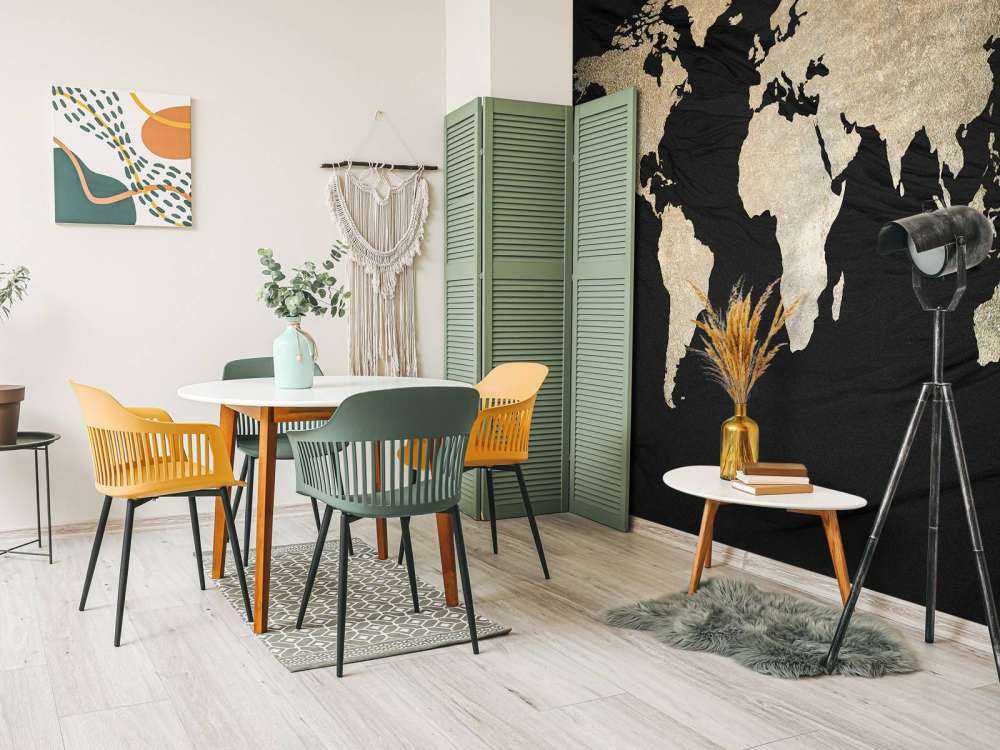 Mappa del mondo oro chiaro