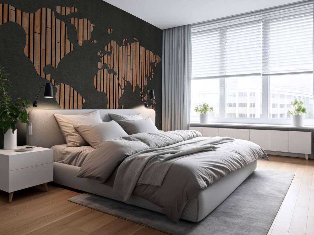 Mappa del mondo con tavole di legno